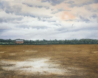 Original Watercolor Landscape Painting 9x12