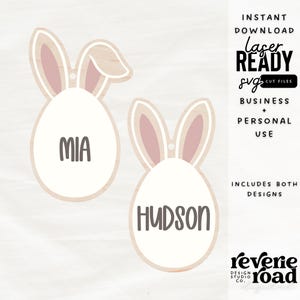 Personalized Easter Bunny Egg Basket Tag | SVG Laser Cut File | Glowforge Ready