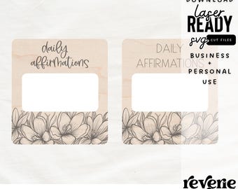 Pode incluir: Dois cartões imprimíveis com um design floral e o texto "daily affirmations" e "DAILY AFFIRMATIONS BUSINESS + PERSONAL USE".