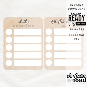 Dry Erase Task Checklist | Chore List | Daily Responsibilities | SVG | Laser Cut File | Glowforge Ready