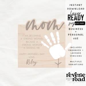 Bord met handafdruk Moederdag DIY | Moederdag | Cadeau | SVG | Lasergesneden bestand | Klaar voor Glowforge