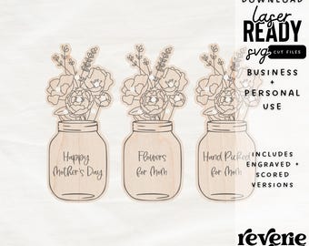 Flowers for Mom Sign Plaque DIY | Mother's Day | Gift | SVG | Laser Cut File | Glowforge Ready
