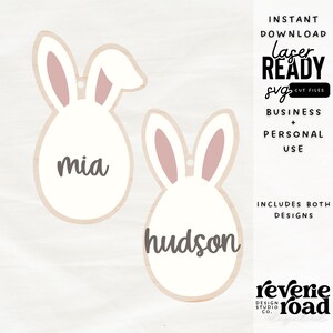 Personalized Easter Bunny Egg Basket Tag | SVG Laser Cut File | Glowforge Ready