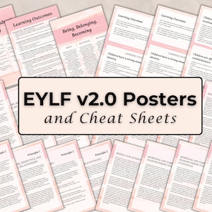 EYLF 2.0 Updated Posters and Cheat Sheets - Minimalist Design for Learning Outcomes, Principles and Practices Early Years Learning Framework