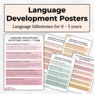 Conjunto de pósteres sobre el desarrollo del lenguaje – Edades 0-5 / PDF imprimible