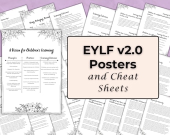 EYLF 2.0 Updated Posters and Cheat Sheets - Minimalist Design for Learning Outcomes, Principles and Practices Early Years Learning Framework