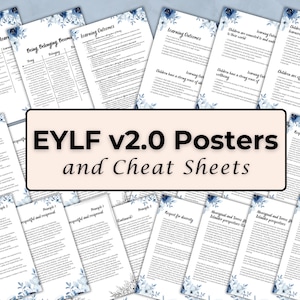 EYLF 2.0 Posters - Blue Floral Minimalist Design for Learning Outcomes, Principles and Practices Early Years Learning Framework