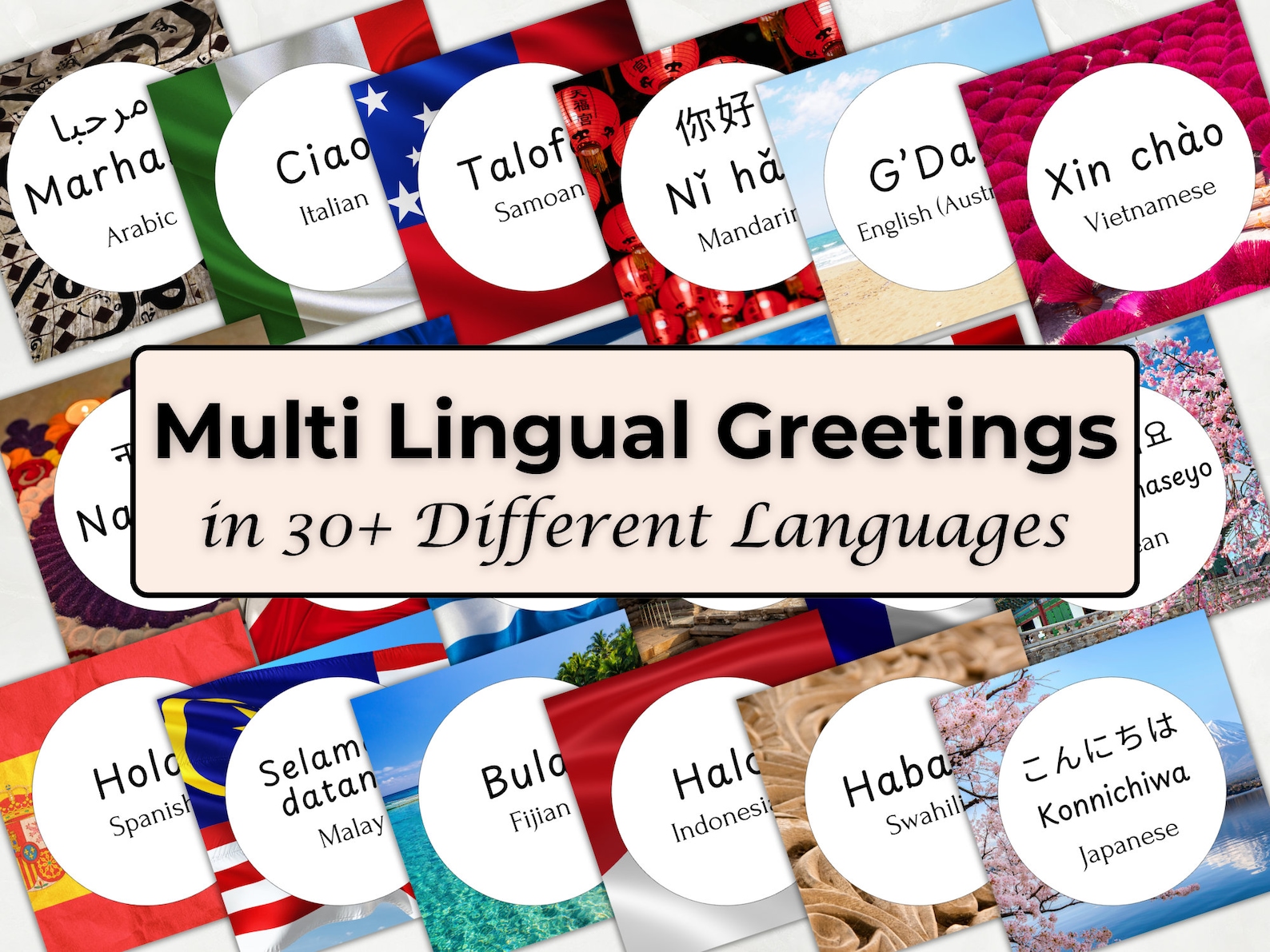 Multilingual Greeting Signs From Diverse Cultures Designed for Early ...