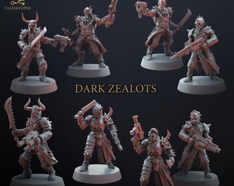 Dark Zealots + Elite Zealots combo / Sci Fi Fanatic Cultists  / 10 or 20 Models / Wargaming Proxies / Multi part - Licensed Printing