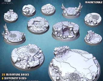 Plague City Bases / Magnet Ready Bases / 25mm, 32mm, 40mm, 50mm, 60mm, 80mm, 100mm Round - Licensed Printing