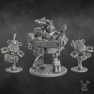 Cloud Hammer QX-1 / Sci Fi Robot with 2 Drones / 3 models / Wargaming Proxies  - Licensed Printing