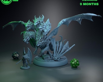 Five Headed Dragon / 32mm scale /  Dungeons and Dragons / TTRPG / RPG - TPK Labs Licensed Printing