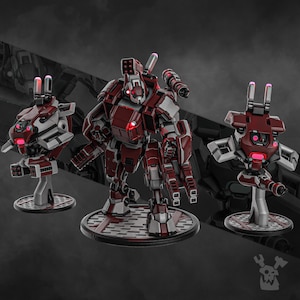 Shadow Spear MK II / Sci Fi Robot with 2 Drones / 3 models / Wargaming and Skirmish Proxies - Licensed Printing