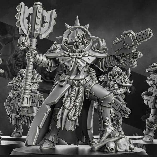 Unholy BFG Squad / Evil Fanatical Sci Fi Female Soldiers / 13 Models / Multi Part /  Wargaming Skirmish Proxies - Licensed Printing