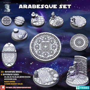 Arabesque  Set bases / Full Bases / 25mm, 28mm, 32mm, 40mm, 50mm, 60mm, 80mm Round / 60mm Oval - Licensed Printing