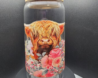 Pink Highland Kuh Bierglas