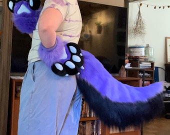 Puffy Fursuit Handpaws and Tail Set