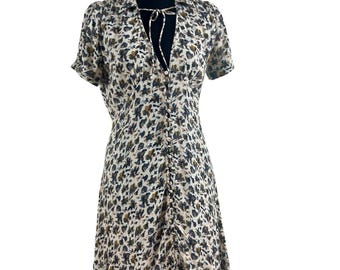 Vtg Free People Floral Mini Tea Dress Sz 2 Y2K Button Front Fitted Bodice Boho