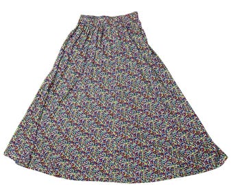 Vtg 90s Carole Little Ditsy Floral Maxi Skirt Sz L Pockets Cotton Cottagecore