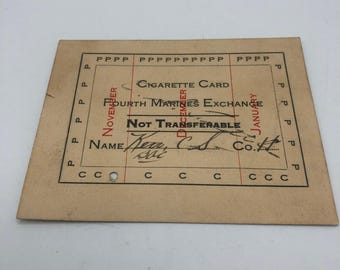 Vintage Navy Zigarettenrationen Karte Vierte Marines Austausch Kompanie 11 Militär