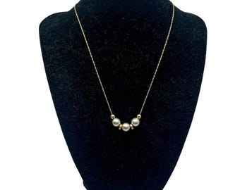 VTG Sarah Coventry Silber Ton Faux Perle Gold Ton 16 ”Halskette Kassandra