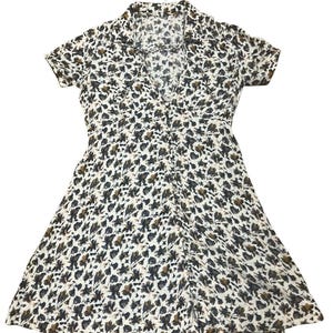 Vtg Free People Floral Mini Tea Dress Sz 2 Y2K Button Front Fitted Bodice Boho image 9