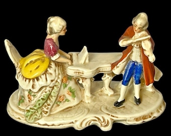 Vintage Germany Grafenthal Musical Couple Porcelain Figurine Piano Violin 3.5"