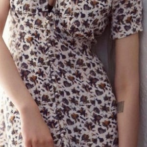 Vtg Free People Floral Mini Tea Dress Sz 2 Y2K Button Front Fitted Bodice Boho image 3