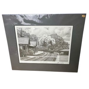 John S Gibb Art Print Steam Train Railroad Signed Furness Abbey UK Ltd Ed Matted