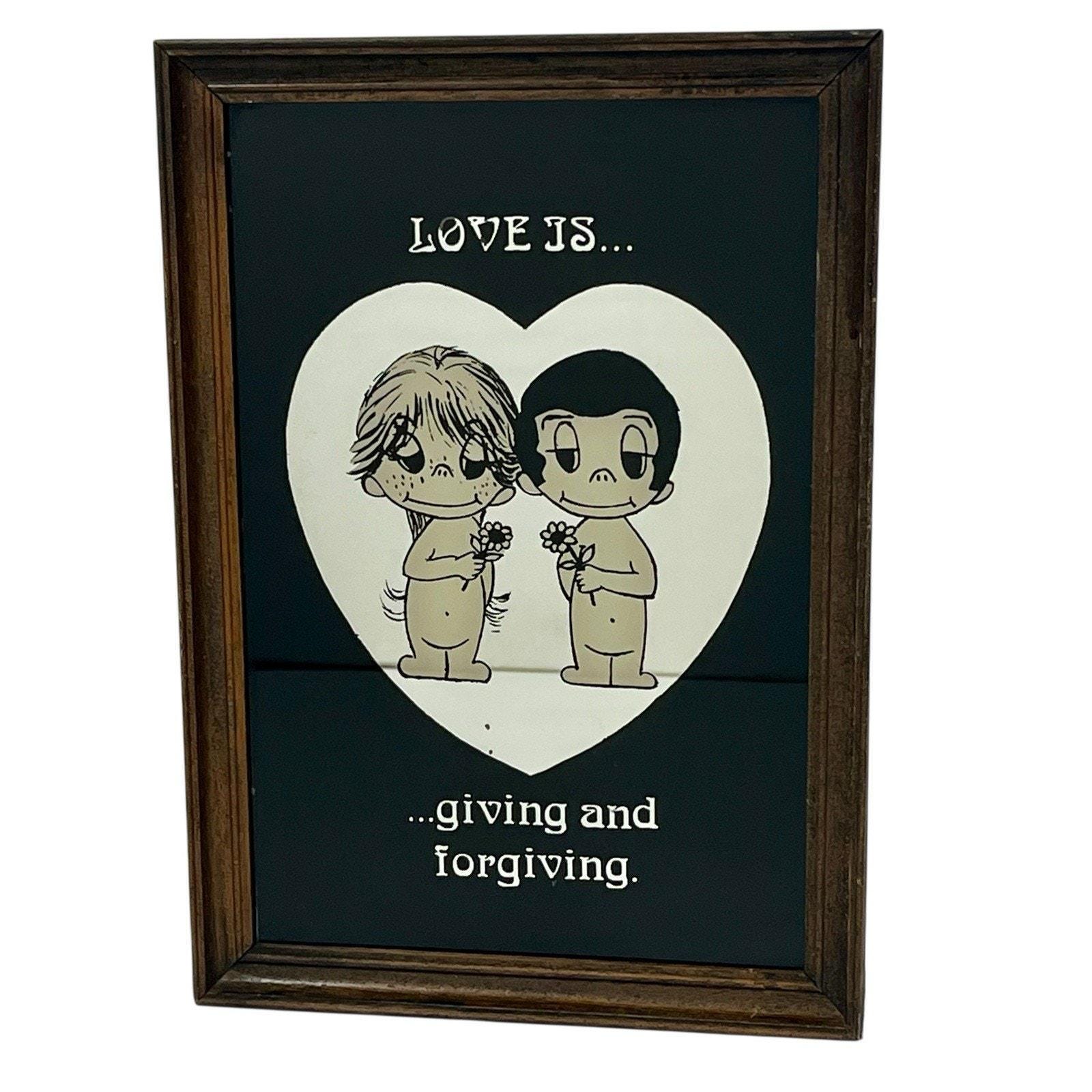 Vtg Kim Casali Love is Giving & Forgiving Mirror 9.25x13.25 70s