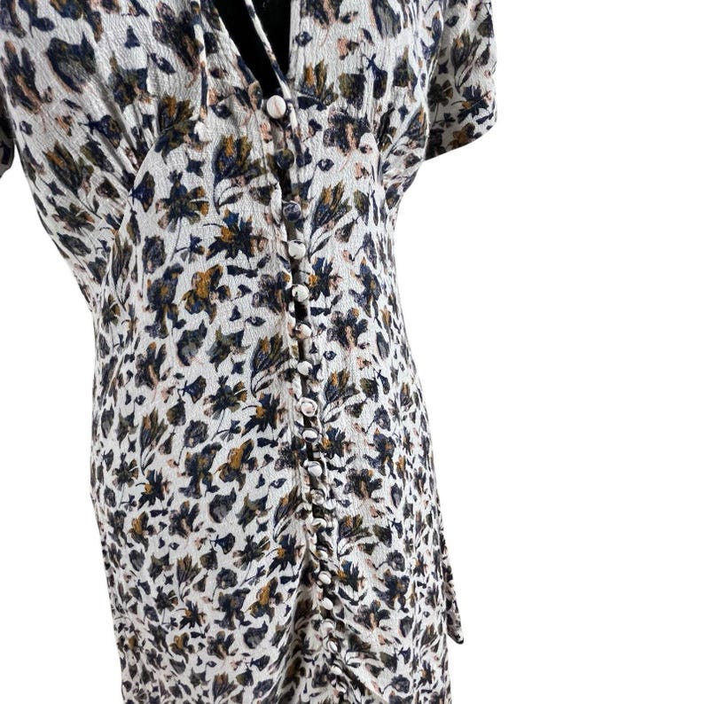 Vtg Free People Floral Mini Tea Dress Sz 2 Y2K Button Front Fitted Bodice Boho image 4