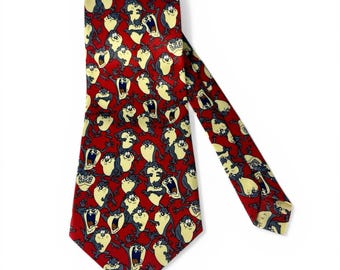Vintage Taz Tasmanian Devil Myung Ju Silk Looney Tunes Necktie Handmade Mercedes