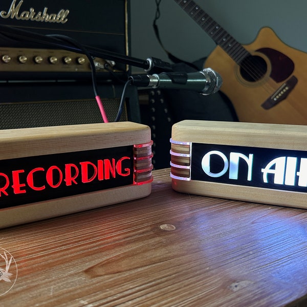 8.5" Retro ON AIR or RECORDING Sign -Perfect Gift for Music Lovers, Music Studio Decor, or Recording Studio Decor. Change Color with Remote!