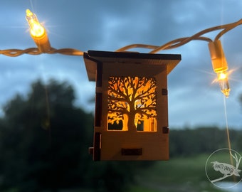 BoHo Tree Wood Lantern String Lights for Your Patio or Event Lighting, or Unique Decor - Boho String Lights