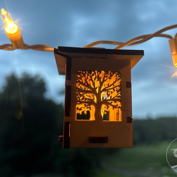 BoHo Tree Wood Lantern String Lights for Your Patio or Event Lighting, or Unique Decor - Boho String Lights