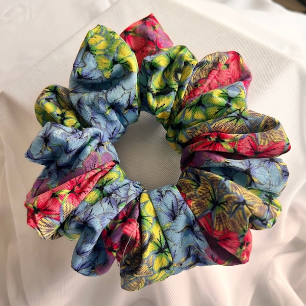 XL Pastel Blue Kaleidoscope Scrunchie | Jumbo | Giant Scrunchie | Oversized | Hair Tie | Ruffles | Gift Ideas For Her | 90s Fashion Revival