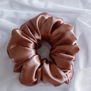 XL Bronze Silky Satin Scrunchie | Jumbo | Giant Scrunchie | Oversized | Hair Tie | Ruffles | Gift Ideas For Her | Premium Quality Scrunchie