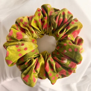 XL Lime Batik Scrunchie | Jumbo | Giant Scrunchie | Oversized | Hair Tie | Ruffles | Gift Ideas For Her | 90s Fashion Revival...