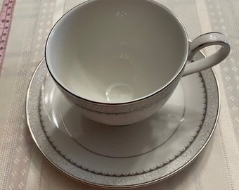 Mikasa Fine Bone China Tea Cup and Saucer Royal Platinum L3456
