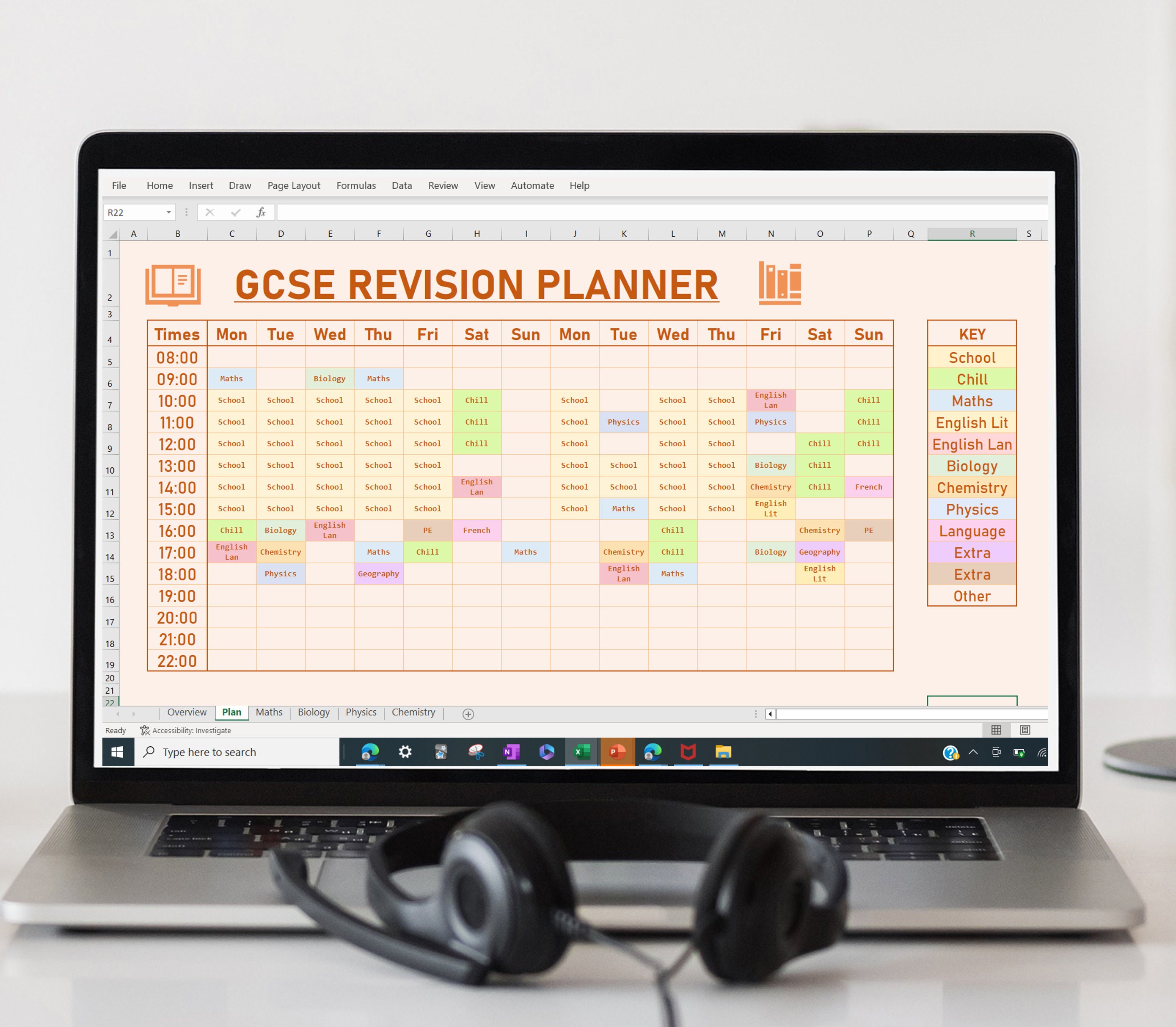 Excel gcse revision planner timetable with topic checklists etsy uk