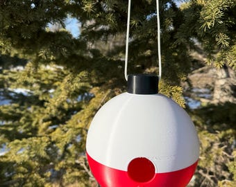 Casita para pájaros con flotador de pesca - Rojo y blanco clásico