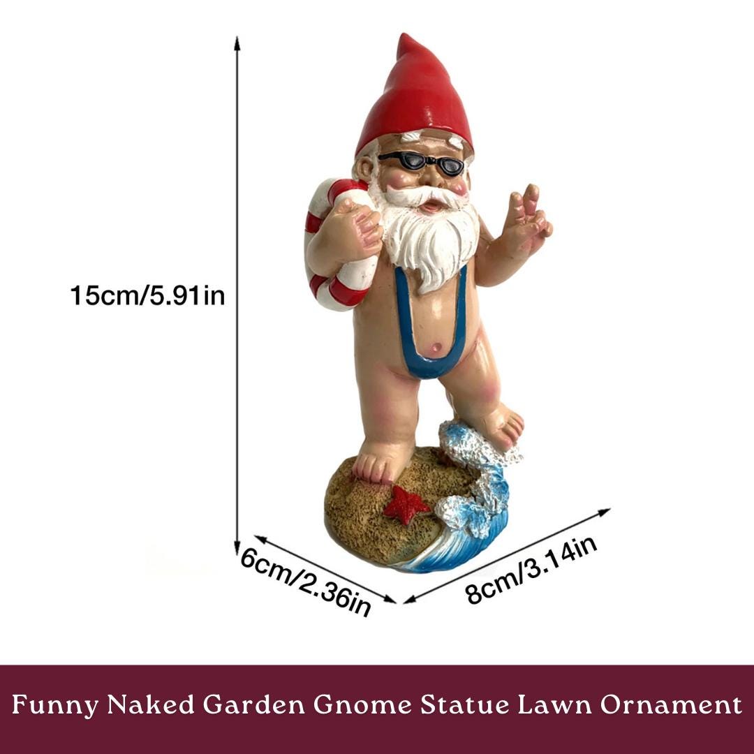 Funny Naked Garden Gnome Statue Lawn Ornament - Etsy