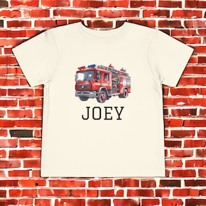 Personalized Fire Truck Shirt, Personalized Fire Fighter Shirt, Firetruck Graphic Tee, Boys Custom Firetruck Shirt, Gifts for Toddler Boy