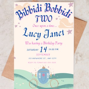 Bibbidi Bobbidi Two Birthday Invitation, Second Birthday Invitation ...
