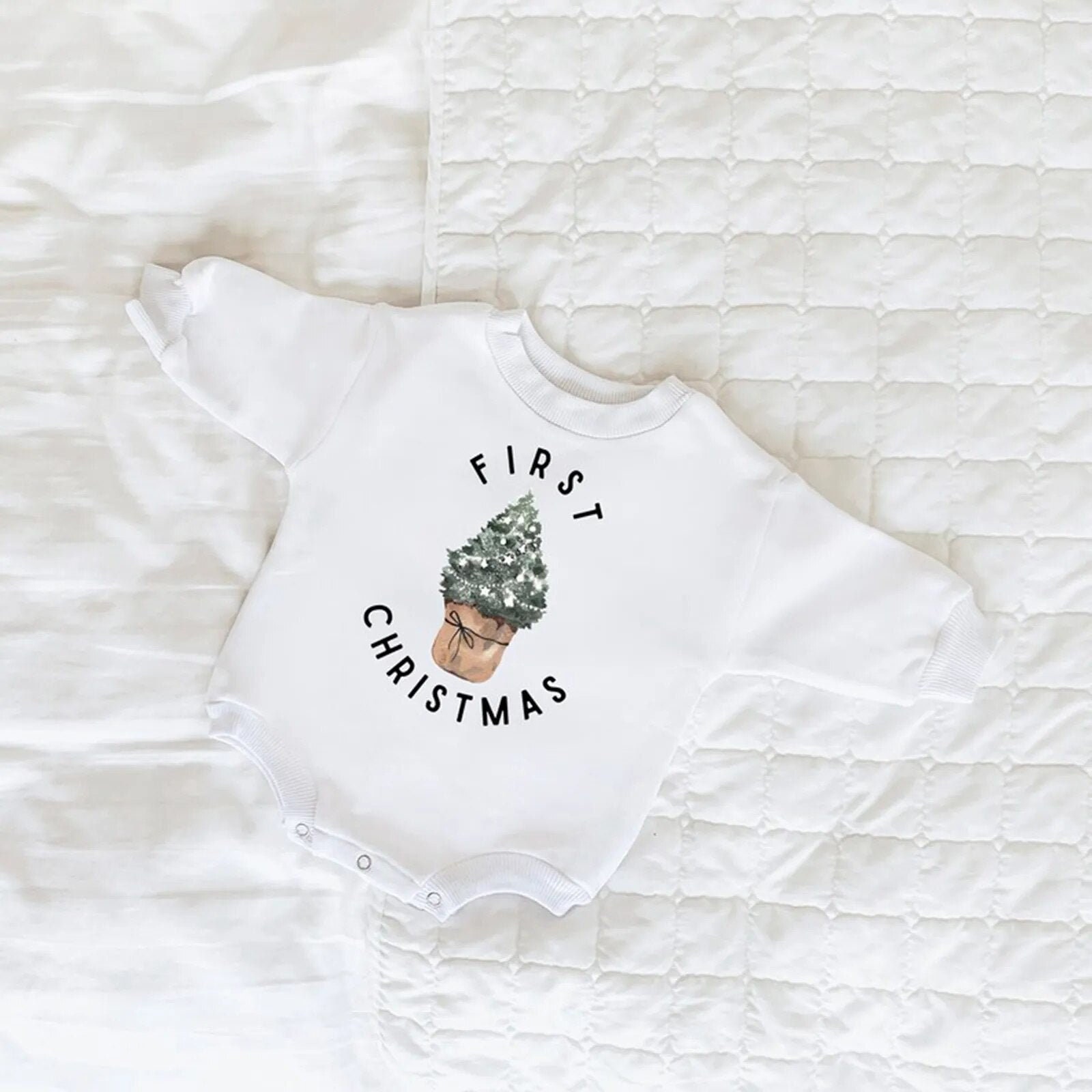 Baby's First Christmas Outfit, First Christmas Sweatshirt Baby Romper