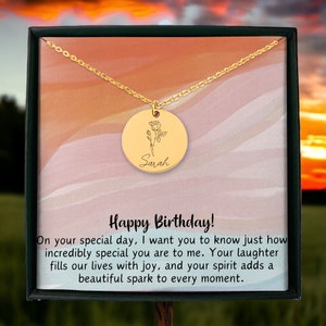 Personalized Birth Flower Birthday Gift for Niece, Personalized Name Birthflower Necklace, Birth Flower Necklace, Gifted Birthflowers