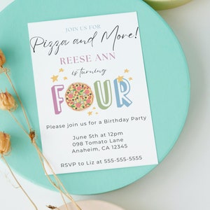 Pizza birthday invitation template | Fourth Birthday Digital Invitation Template | Pizza Theme | Pizza Party, childrens birthday invitation