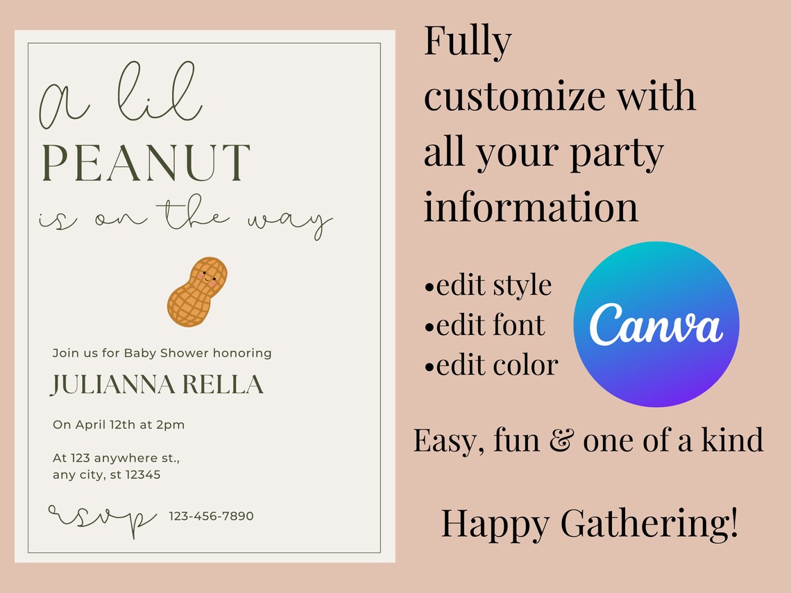 Little Peanut Baby Shower Minimalist Baby Shower Invitation - Etsy