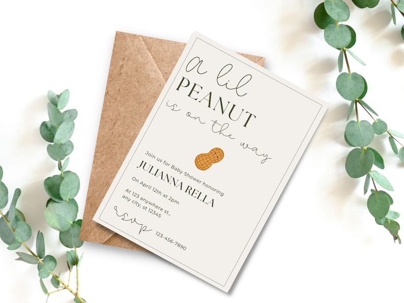 Little Peanut Baby Shower Minimalist Baby Shower Invitation - Etsy