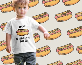 Hot Diggity Dog småbarnströja: Rolig varmkorvtröja, tillverkad i USA